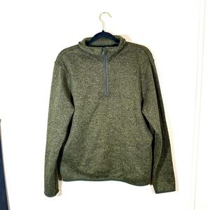 Men’s J Crew Marled Fleece Half Zip Pullover Green Size Medium